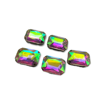 Стразы в цапах пришивные Прямоугольник 13х18 мм АВ УЦЕНКА!!! 8 шт.