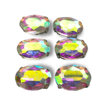 Стразы в цапах пришивные Овал 13х18 мм АВ УЦЕНКА!!! 8 шт.