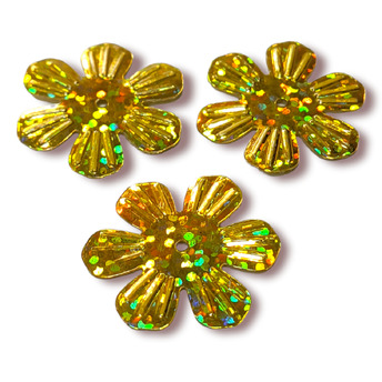 Пайетки цветочек 24 мм 25 г Золото