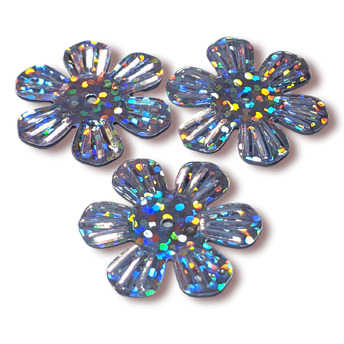 Пайетки цветочек 24 мм 25 г Серебро-темное
