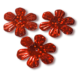 Пайетки цветочек 24 мм 25 г Красный