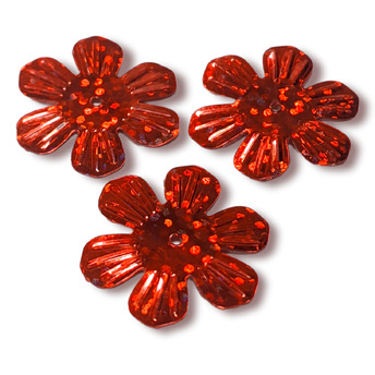 Пайетки цветочек 24 мм 25 г Красный