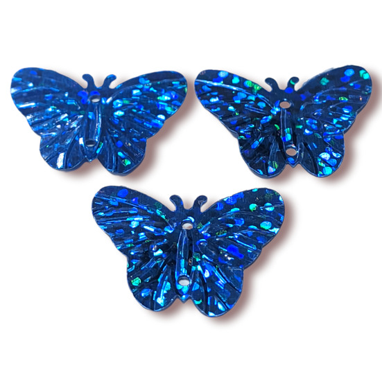 Пайетки бабочка 22х18 мм 25 г Синий