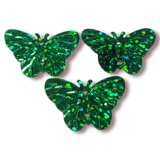 Пайетки бабочка 22х18 мм 25 г Зеленый