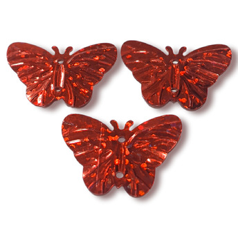 Пайетки бабочка 22х18 мм 25 г Красный