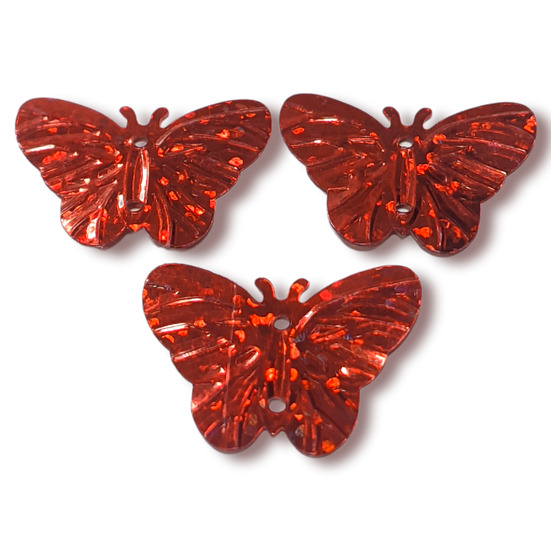 Пайетки бабочка 22х18 мм 25 г Красный