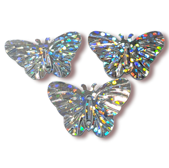 Пайетки бабочка 22х18 мм 25 г Серебро