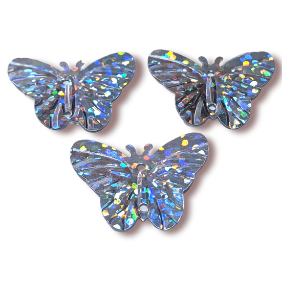 Пайетки бабочка 22х18 мм 25 г Серебро-темное