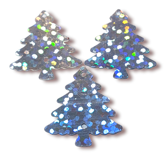Пайетки елочка 21х18 мм 25 г Серебро-темное