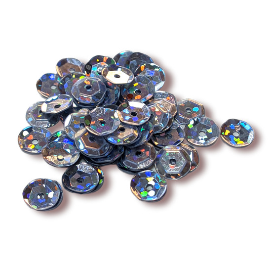 Пайетки круглые 7 мм 25 г Серебро-темное