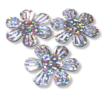 Пайетки цветочек 24 мм 25 г Серебро