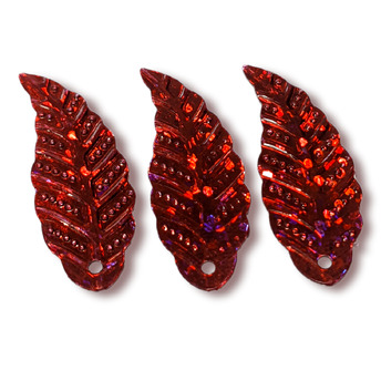 Пайетки листочек 29х11 мм 25 г Красный