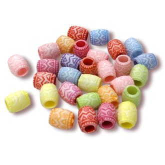 Пластиковые бусины Бочонок 8х7 мм 25 г (+-115 шт.) Разноцветные
