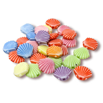Пластиковые бусины Ракушка 12х10 мм 25 г (+-80 шт.) Разноцветные