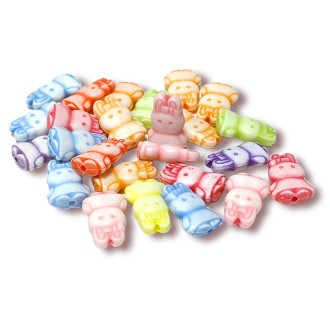 Пластиковые бусины Кролик 15х10х5 мм +-25 г (+-50 шт.) Разноцветные