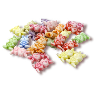 Пластикові намистини Заєць 14х9х4 мм +-25 г (+-70 шт.) Різнокольорові