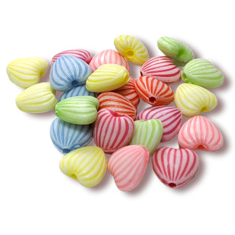 Пластиковые бусины Сердце 11х10 мм +-25 г (+-65 шт.) Разноцветные