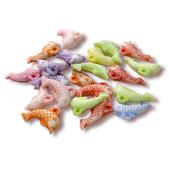 Пластиковые бусины Рыбка подвеска 16х10 мм 25 г (+-87 шт.) Разноцветные