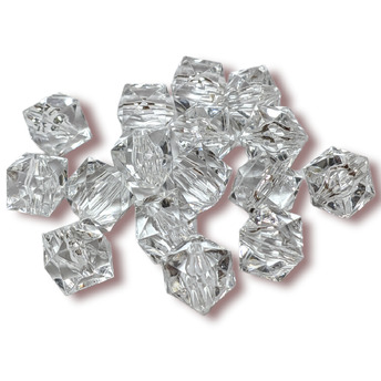 Пластиковые бусины Граненые Куб 11 мм 25 г (+-35 шт.) Белый под стекло_ВА-0459-01