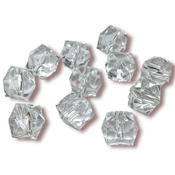 Пластиковые бусины Граненые Куб 15 мм 25 г (+-14 шт.) Белый под стекло_ВА-0460-01