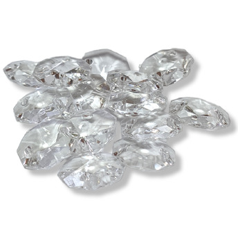 Пластиковые бусины Граненые Октагон 14 мм 25 г (+-68 шт.) Белый под стекло_ВА-0172-01