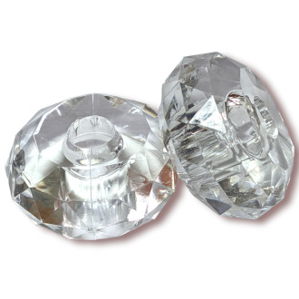 Пластиковая бусина Граненая Рондель 37х19 мм 1шт Прозрачный под стекло_ВА-5925-01