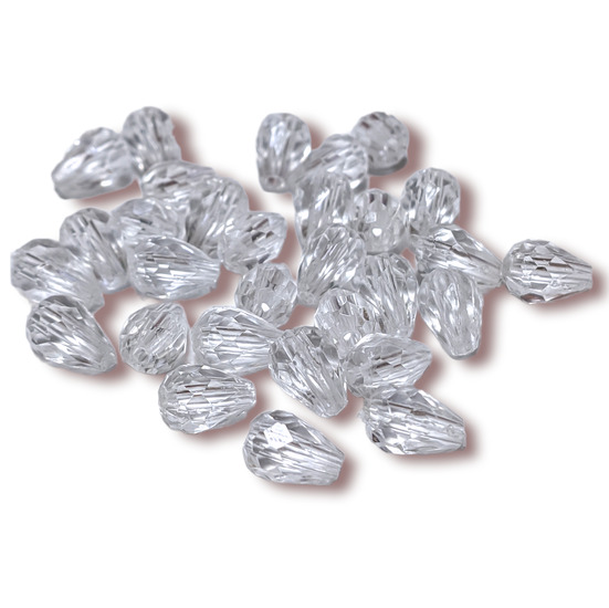 Пластиковые бусины Граненые Капля 6х9 мм 25 г (+-150 шт.) Белый под стекло_ВА-Dr1-6х8