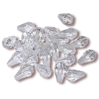 Пластиковые бусины Граненые Капля 7х12 мм 25 г (+-85 шт.) Прозрачный под стекло_ВА-Dr2-7х12