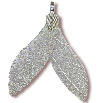 Натуральный Лист, Хвост русалки, Гальваника, Размер 30х50мм, Цвет Серебро