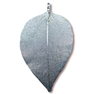 Натуральный Лист, Подвеска, Гальваника, Размер 30-40х60-70мм, Цвет Светло-голубой