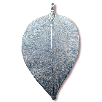Натуральный Лист, Подвеска, Гальваника, Размер 30-40х60-70мм, Цвет Светло-голубой