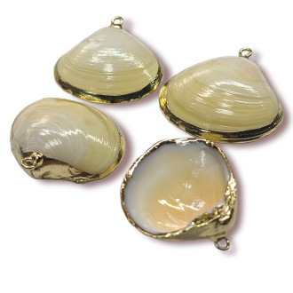 Подвеска, кулон, Морская ракушка, с Гальваническим покрытием, размер 28х22мм, цвет Натуральный_№11