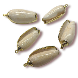 Подвеска, кулон, Морская ракушка, с Гальваническим покрытием, размер 25х10мм, цвет Натуральный_№18