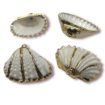 Подвеска, кулон, Морская ракушка, с Гальваническим покрытием, размер 25х25мм, цвет Натуральный_№19