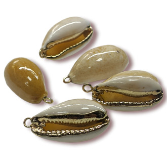 Подвеска, кулон, Морская ракушка, с Гальваническим покрытием, размер 25х14мм, цвет Натуральный_№30