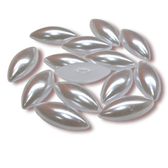 Полубусины с перламутром Лодочки 25 г 9х20 мм Белый +-65 шт.