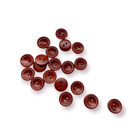 Пуговицы деревянные со стежками круглые 15 мм 30 шт. Коричневый
