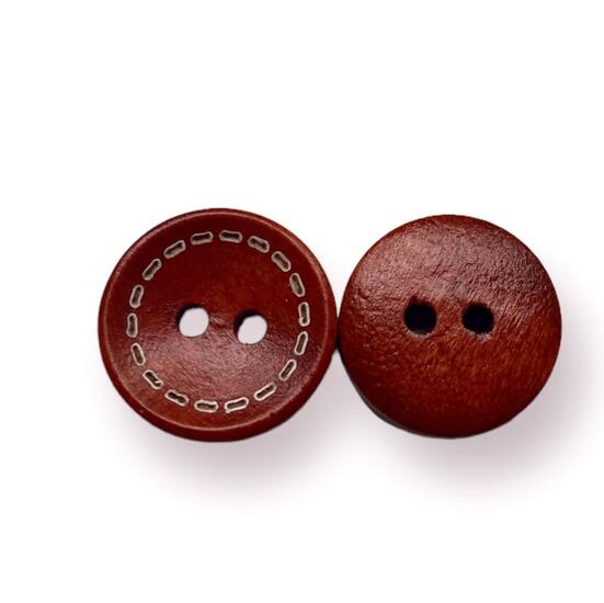 Пуговицы деревянные со стежками круглые 15 мм 30 шт. Коричневый