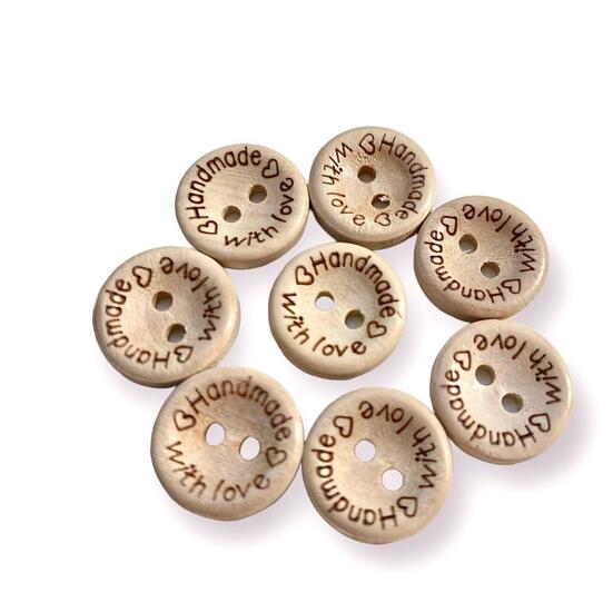 Пуговицы деревянные с надписью Handmade with love круглые 15 мм 40 шт. Бежевый