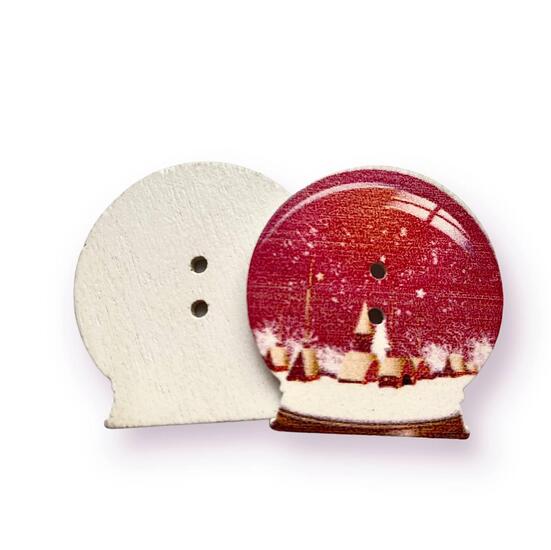 Пуговицы фигурные Снежный шар деревянные 30х29 мм 10 шт. Разноцветный