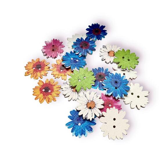 Пуговицы фигурные деревянные в форме цветка 26х24 мм 20 шт