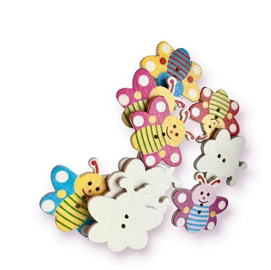 Пуговицы фигурные Пчелка Майя деревянные 30х27 мм 15 шт. Разноцветный