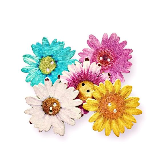 Пуговицы фигурные деревянные в форме цветка 35 мм 15 шт