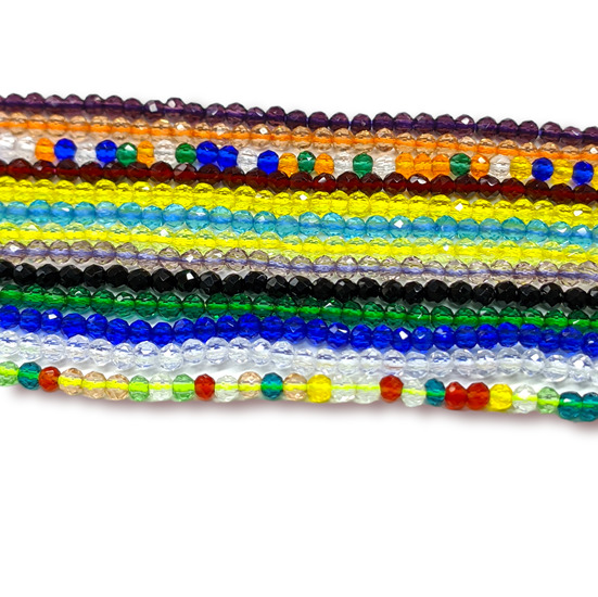 Бусины Шпинель огранка круглая 2 мм Ø 0,5 мм 200 шт. нить 37 см Синий 7