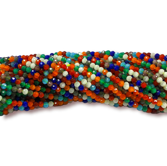 Намистини Шпінель Котяче око огранювання кругле 2 мм Ø 0,5 мм 200 шт. нитка 37 см Різнокольоровий 14К