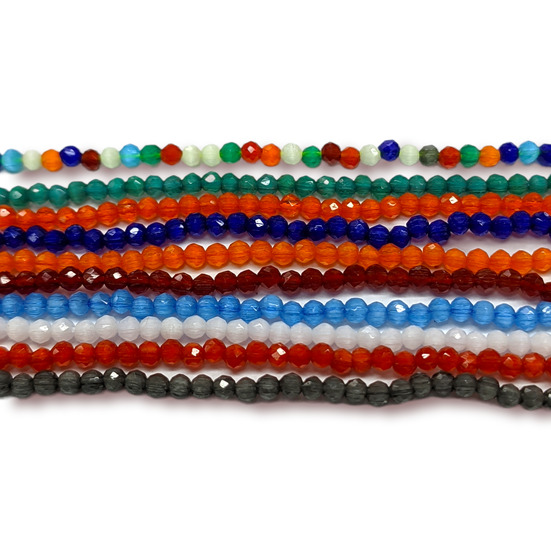 Бусины Шпинель Кошачий глаз, огранка круглая 2 мм Ø 0,5 мм 200 шт. нить 37 см Белый 10К