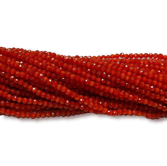 Бусины Шпинель Кошачий глаз, огранка круглая 2 мм Ø 0,5 мм 200 шт. нить 37 см Красный 8К