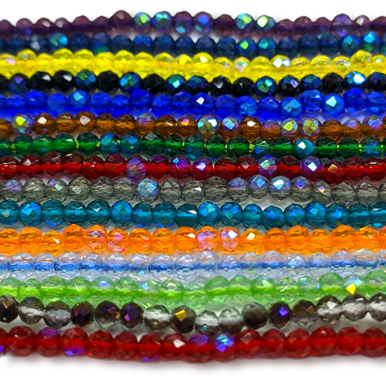 Бусины Шпинель огранка круглая 2 мм Ø 0,5 мм 200 шт. нить 37 см АВ Синий 7