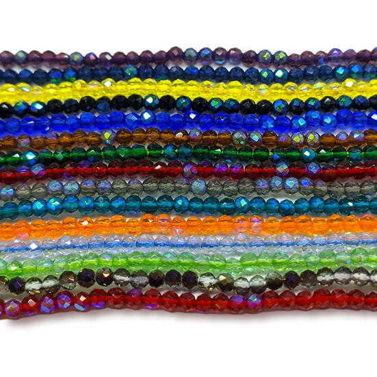 Бусины Шпинель огранка круглая 2 мм Ø 0,5 мм 200 шт. нить 37 см АВ Синий 7