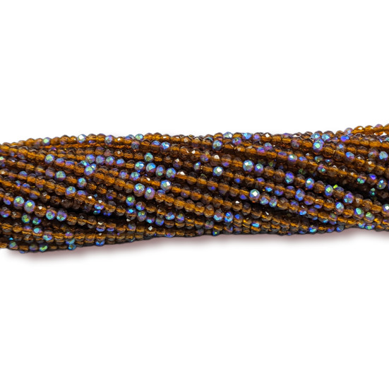 Бусины Шпинель огранка круглая 2 мм Ø 0,5 мм 200 шт. нить 37 см АВ Коричневый 12